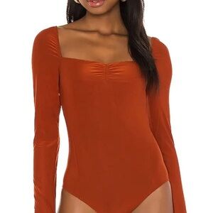 NWT Hot As Hell Don’t Be Square Burnt Orange Ruched L/S Bodysuit Size M sku#15